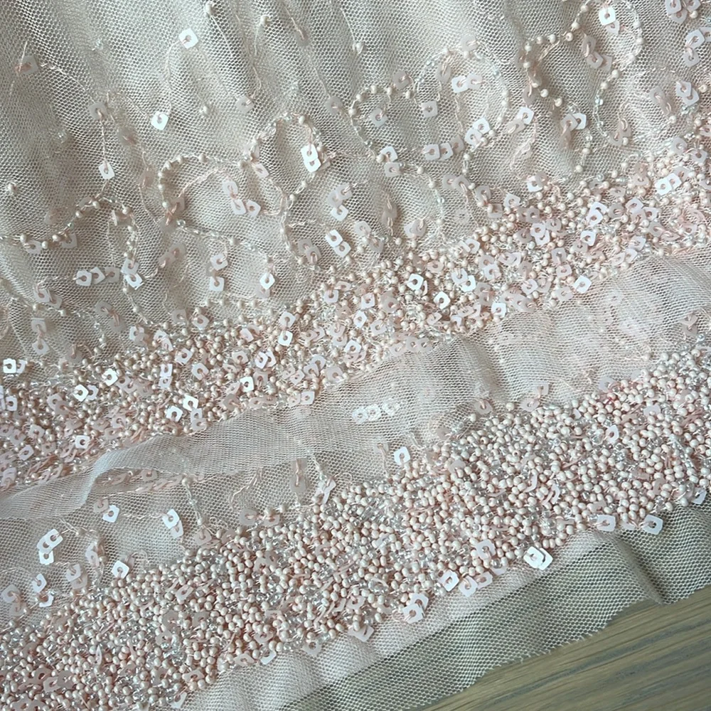 LOFT pink sequin beaded tulle tank cami top ballet peach pink size small - Picture 2 of 7